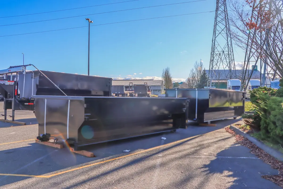 Roll-off dumpster ready for waste disposal at job site for Construction Dumpster Rental in Brecksville